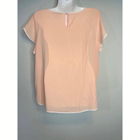 Calvin Klein Peachy Pink Keyhole Neck Flutter Sleeve Pullover Blouse Size L - Picture 3 of 7